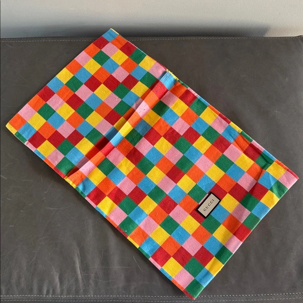 Rare Limited Edition Gucci Multicolor Checkered Fabric Dustbag